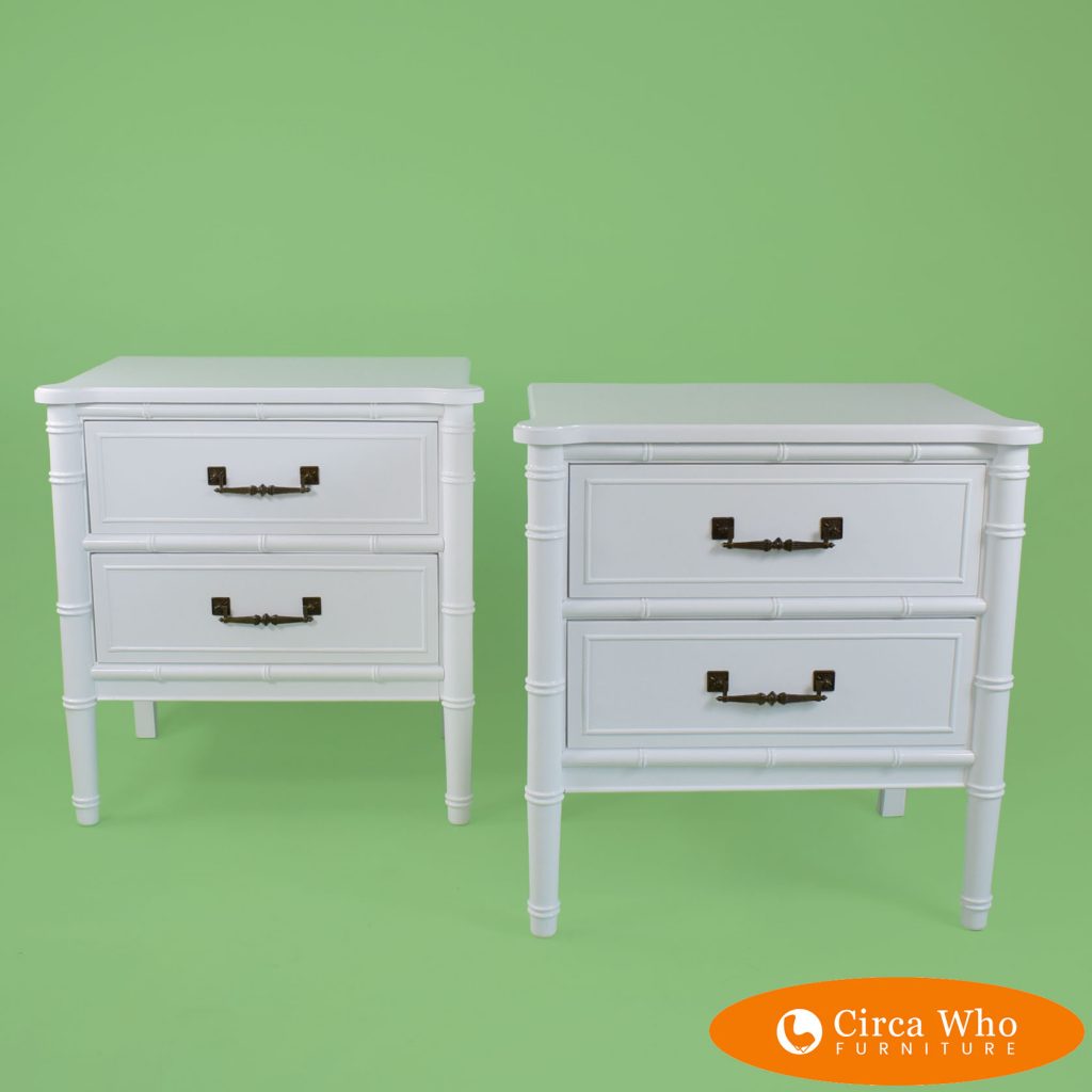 Pair of Thomasville White Nightstands Circa Who