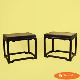 Pair of Tooled Leather Ming End Tables