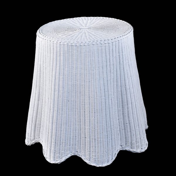 Pair of Trompe L'oeil Draped Wicker End Tables