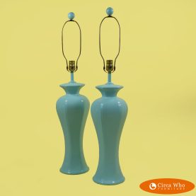 Pair of Turquoise Ceramic Table Lamps