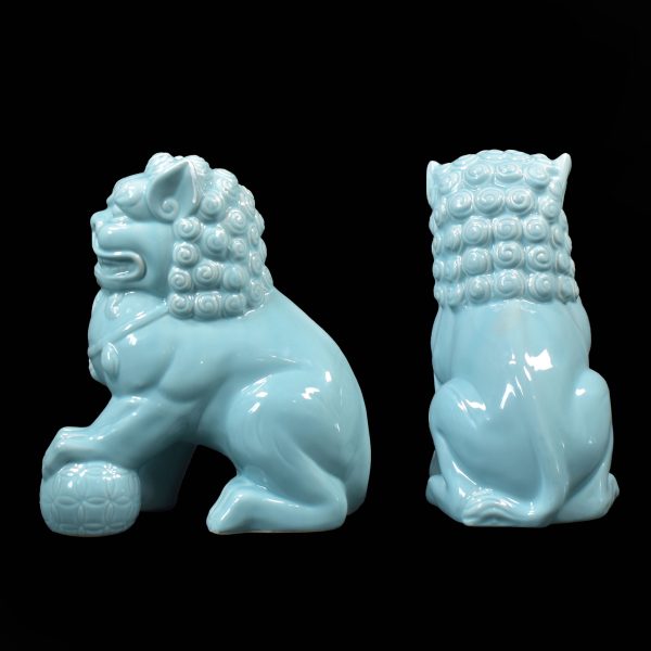 Pair of Turquoise Ceramic Foo Dogs