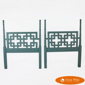 Pair of Twin Fretwork Headboards With Columns