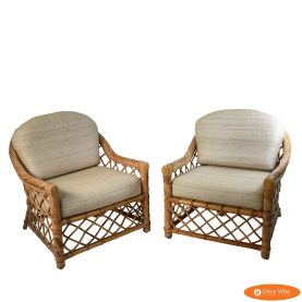 Pair of Twisted Rattan Club Chairs
