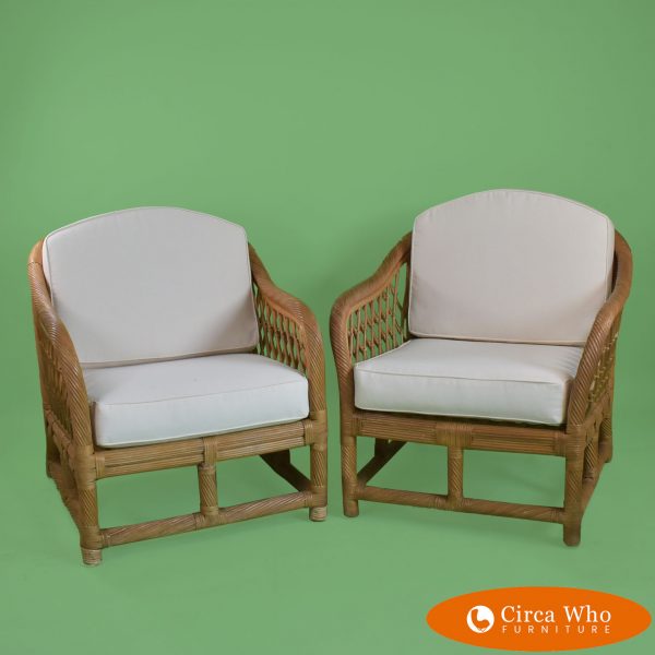 Pair of Twisted Rattan Lounge Chairs
