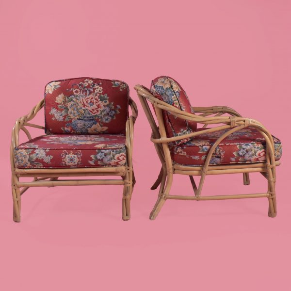 Pair of Twisted Rattan Lounge Chairs