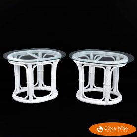 Pair of Twisted Rattan Side Tables