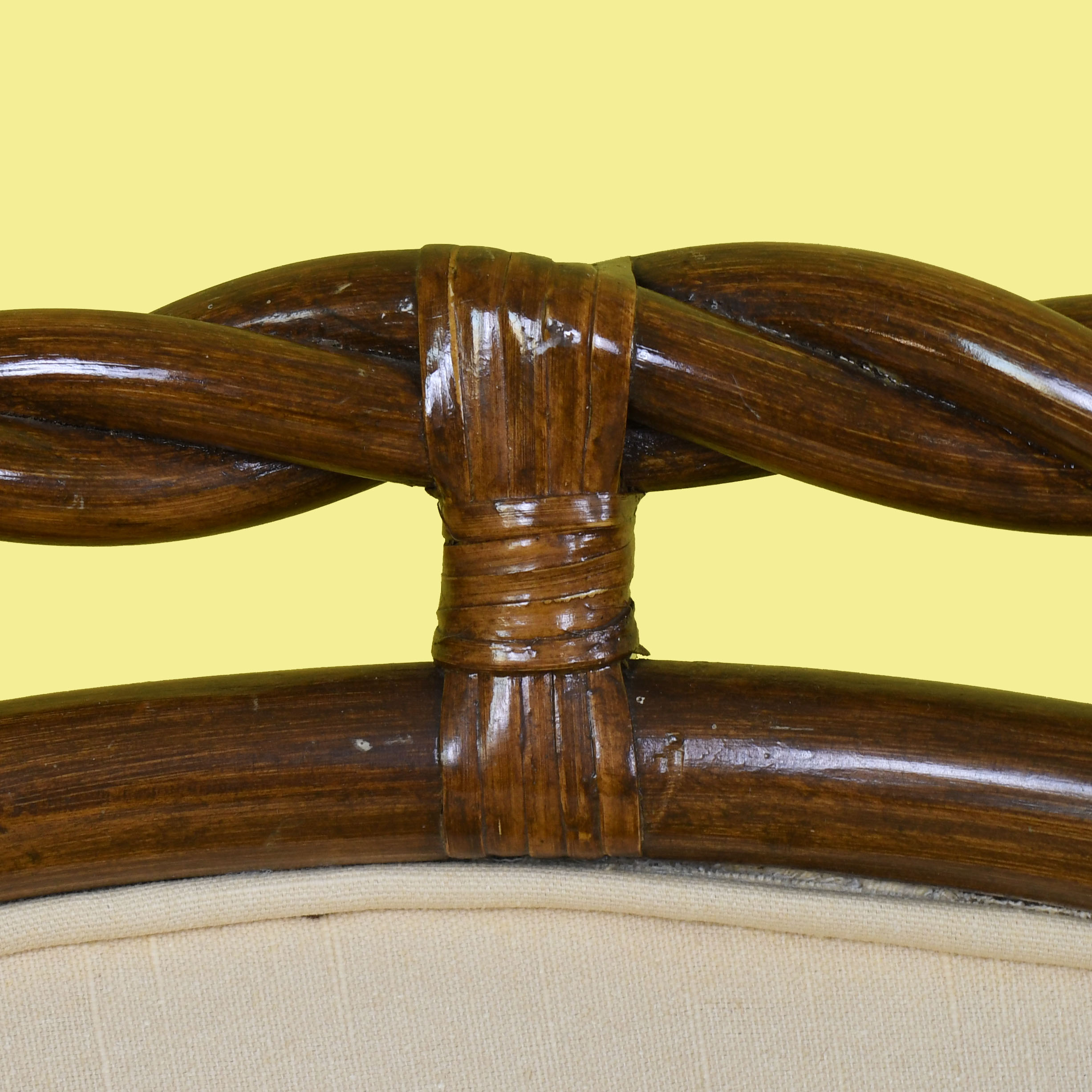 Pair of Twisted Rattan Upholstered Lounge Chairs