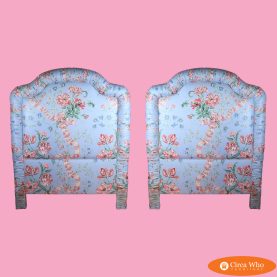 Pair of Upholstered Blue Twin Headboards