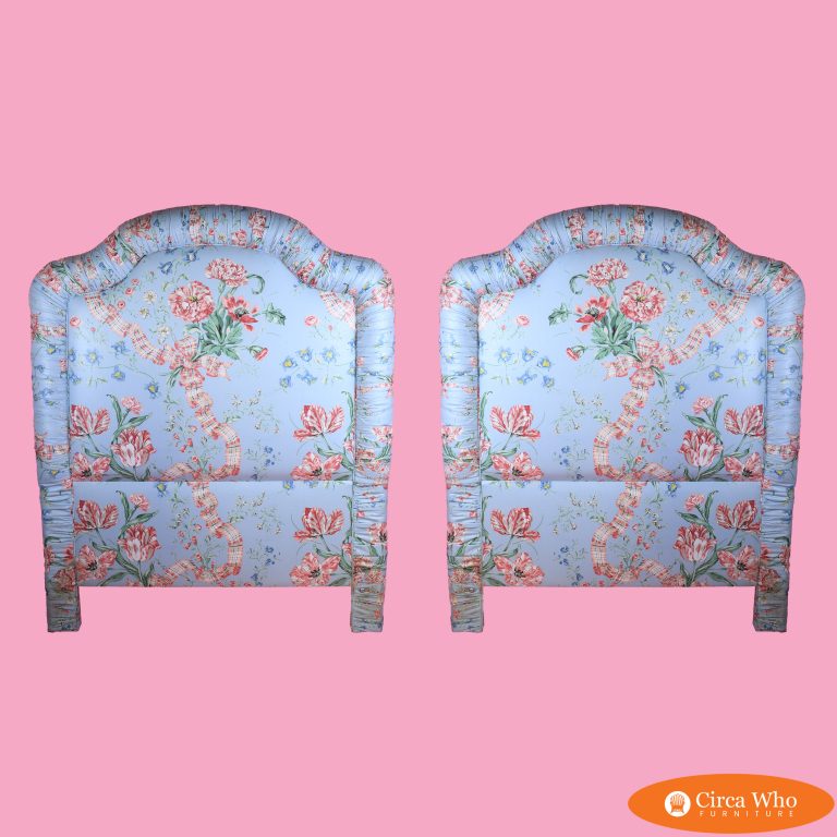 Pair of Upholstered Blue Twin Headboards