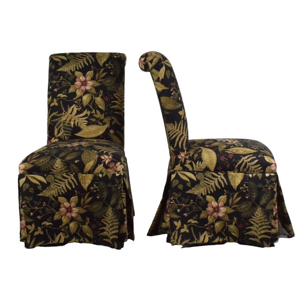 Pair of Upholstered Floral Dining Chairs