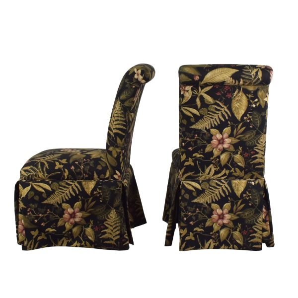 Pair of Upholstered Floral Dining Chairs