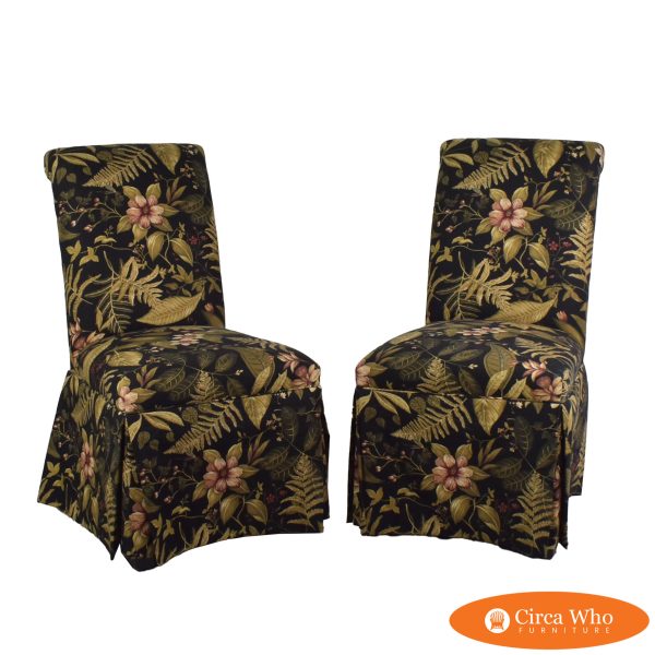 Pair of Upholstered Floral Dining Chairs