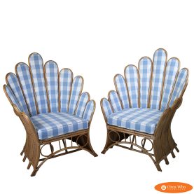 Pair of Upholstered Palm Frond Chairs