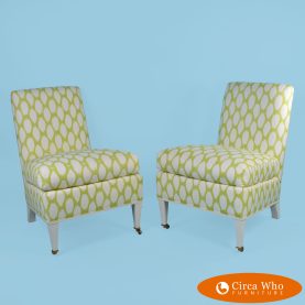 Pair of Upholstered Sleeper Chairs in Casters