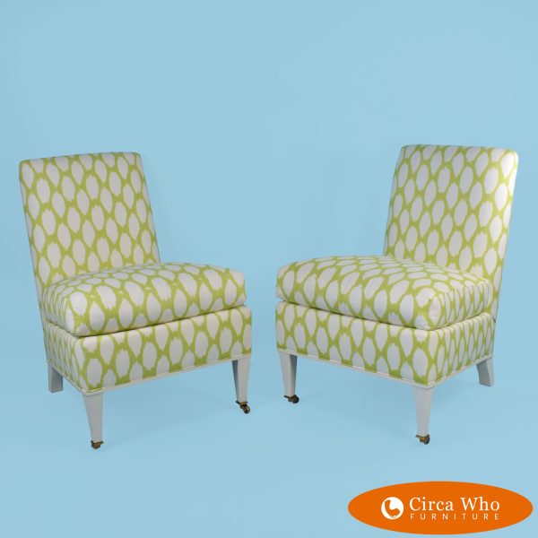 Pair of Upholstered Sleeper Chairs in Casters