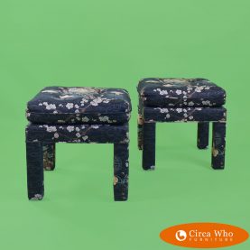Pair of upholster square small benches