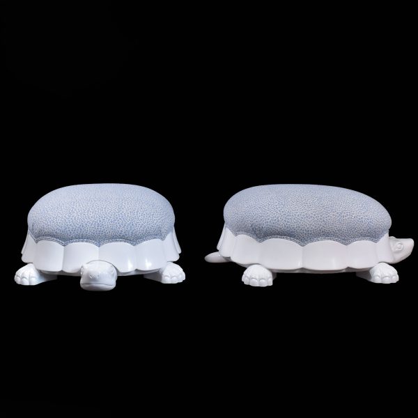 Pair of Upholstered Turtle Ottomans