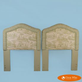 Pair of Upholstered Twin Green Headboards