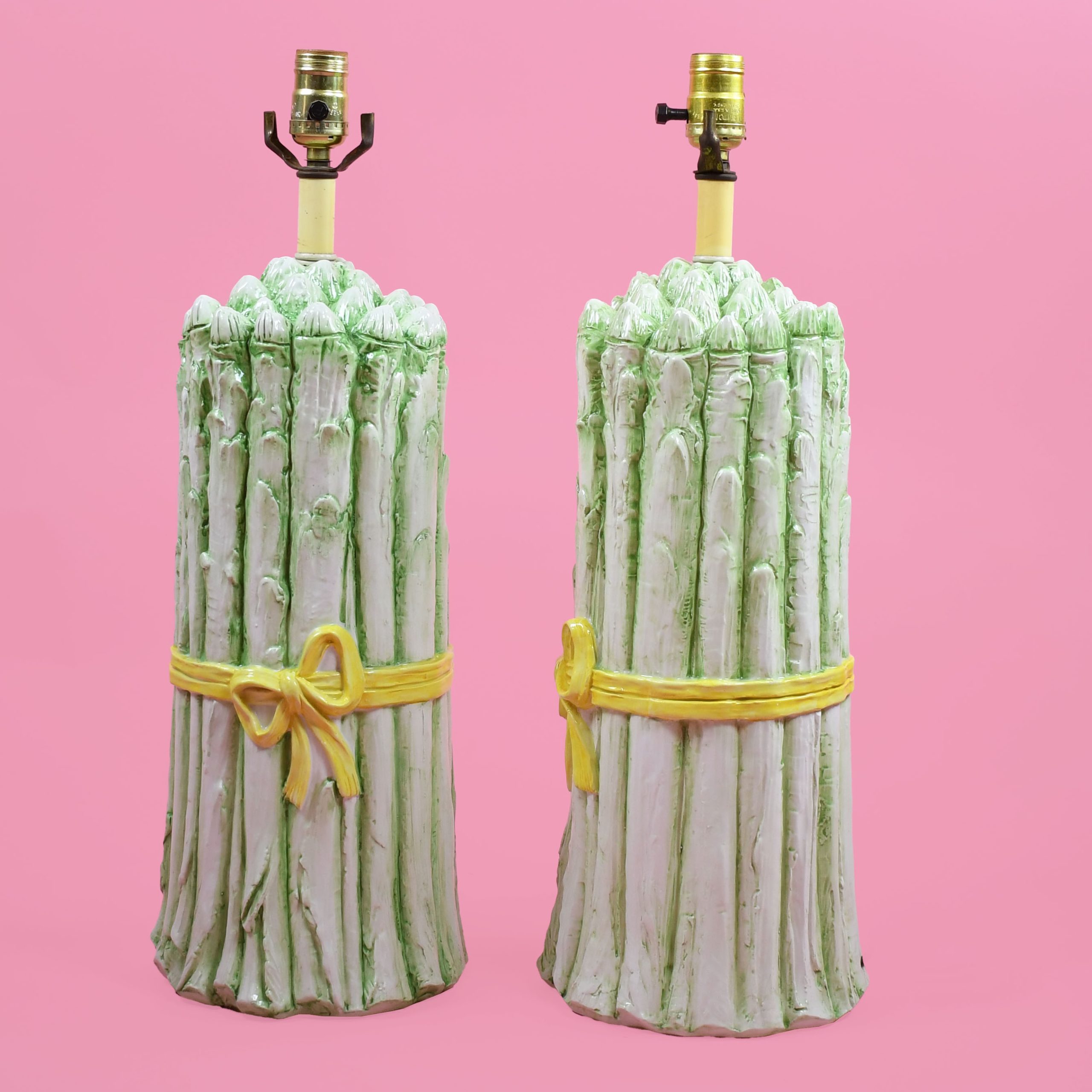 Pair of Vintage Asparagus Green Table Lamps