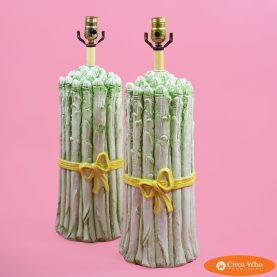 Pair of Vintage Asparagus Green Table Lamps