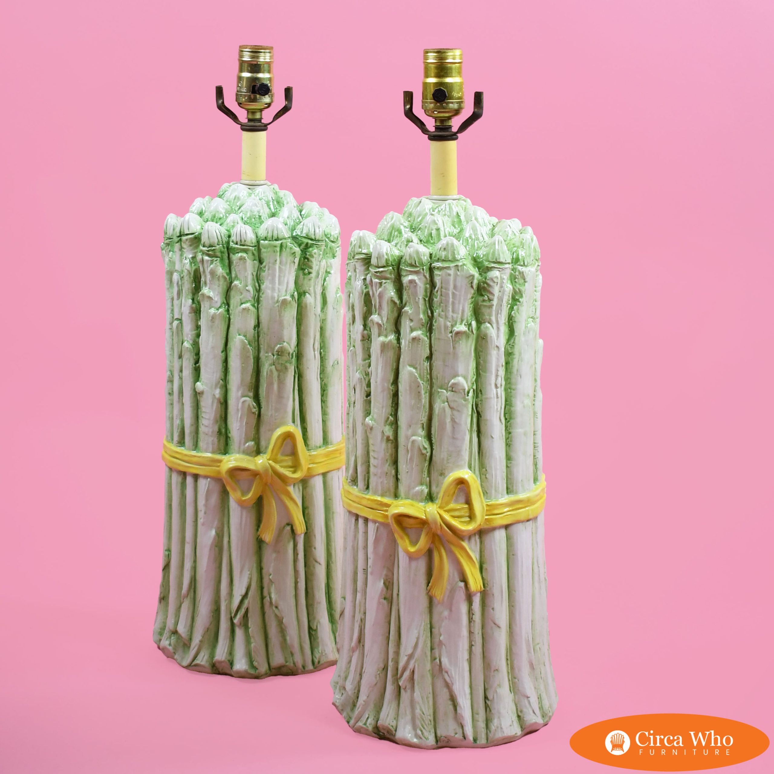 Pair of Vintage Asparagus Green Table Lamps