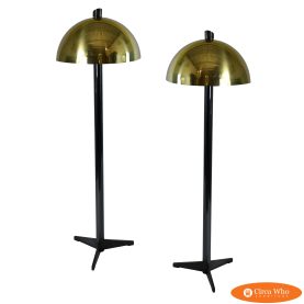 Pair of Vintage Brass Mushroom Floor Lamps