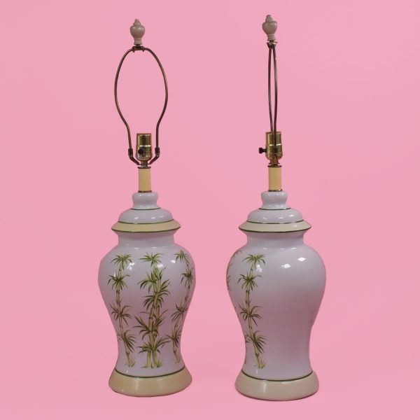 Pair of Vintage Chinoiserie Bamboo Ginger Lamps