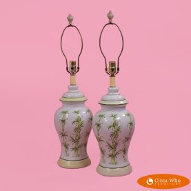 Pair of Vintage Chinoiserie Bamboo Ginger Lamps