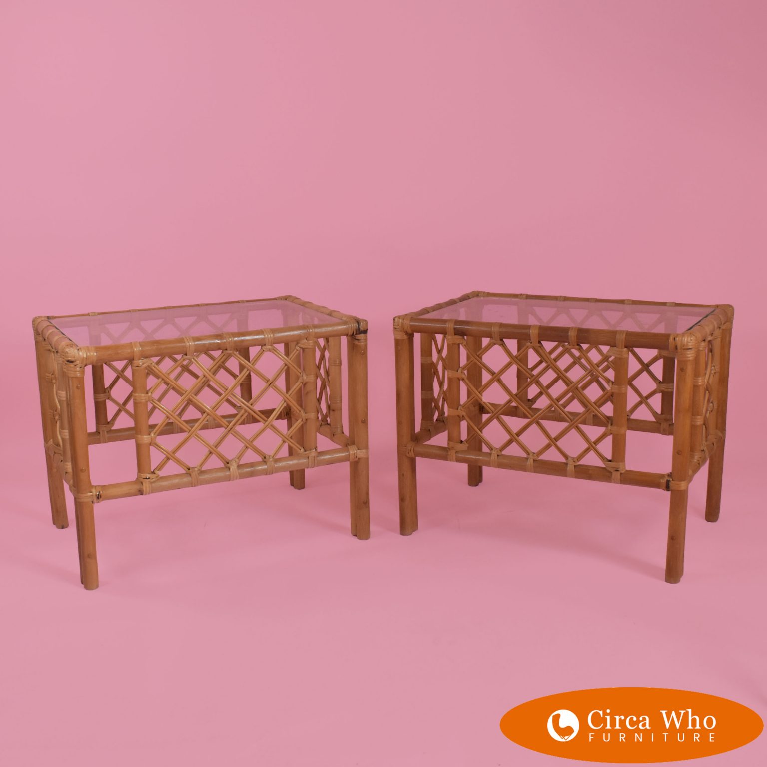 Pair of Split Bamboo Side Tables Circa Who