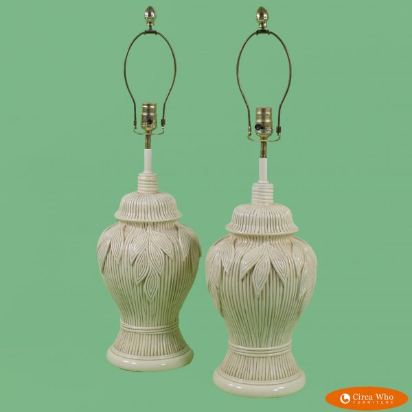Pair of Vintage Lamps with leaves