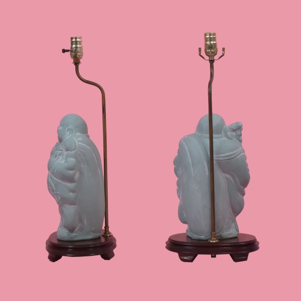 Pair of Vintage Laughing Buddha Table Lamps