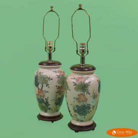 Pair of Vintage Lotus Pink Table Lamps