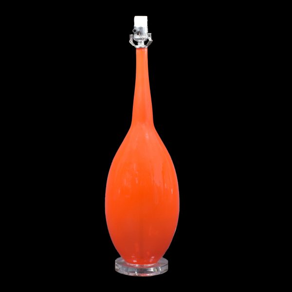 Pair of Vintage Orange on Lucite MCM Table Lamps