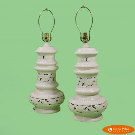 Pair of Vintage Ornament Large Table Lamps