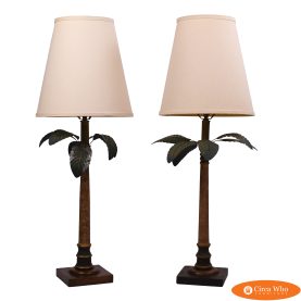 Pair of Vintage Palecek Palm Tree Table Lamps