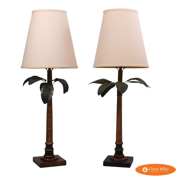 Pair of Vintage Palecek Palm Tree Table Lamps