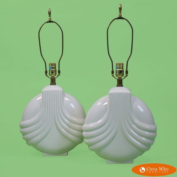 Pair of Wave White Lamps