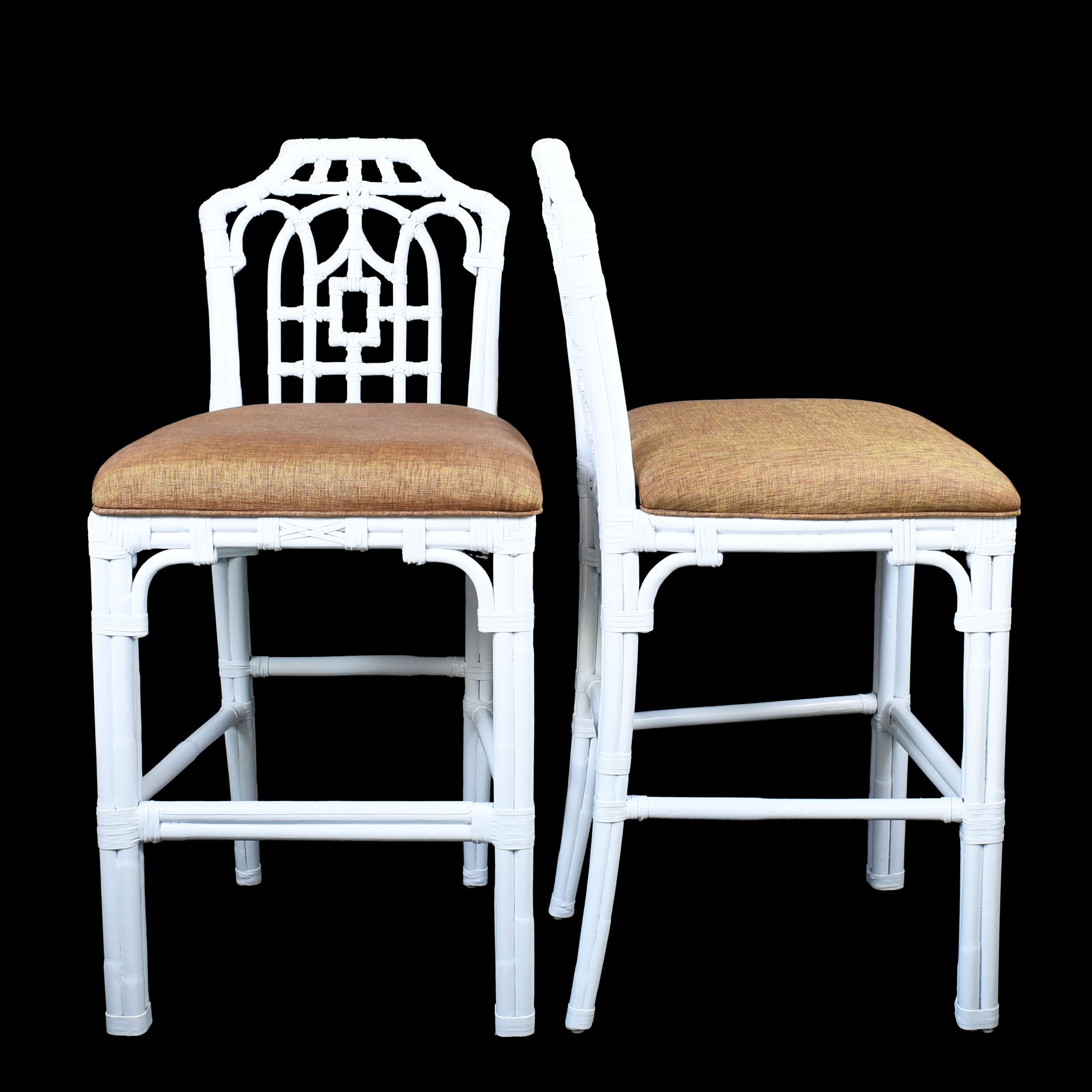 Pair of Chippendale Pagoda Bar Stools