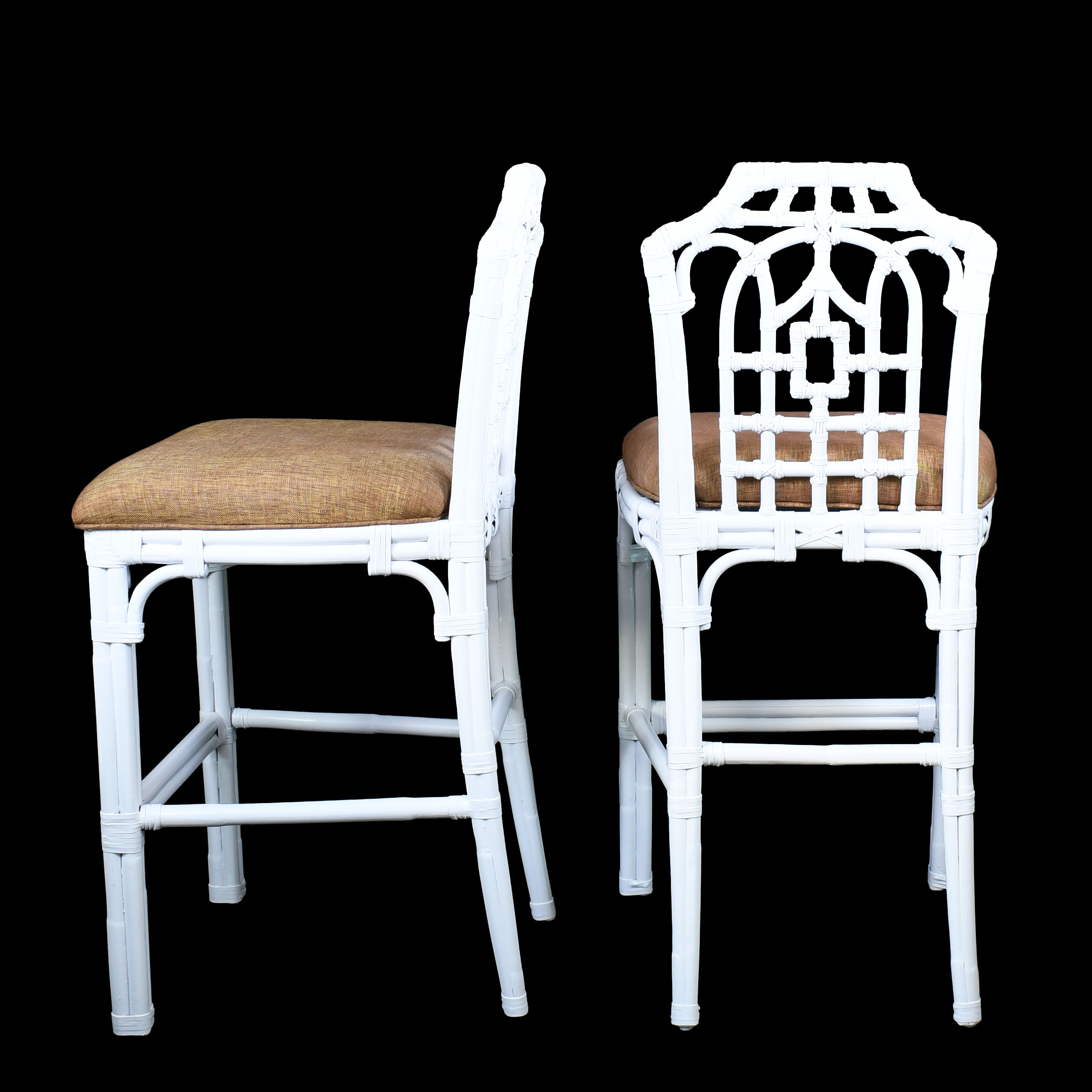 Pair of Chippendale Pagoda Bar Stools