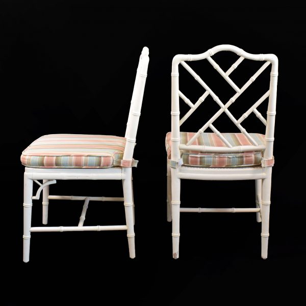 Pair of White Chippendale White Chairs