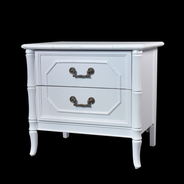 Pair of White Faux Bamboo Nightstands