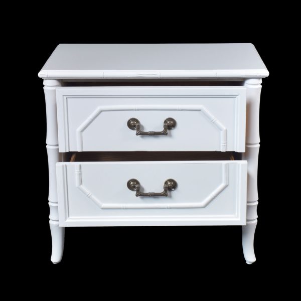 Pair of White Faux Bamboo Nightstands