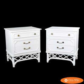 Pair of White Ficks Reed Nightstands