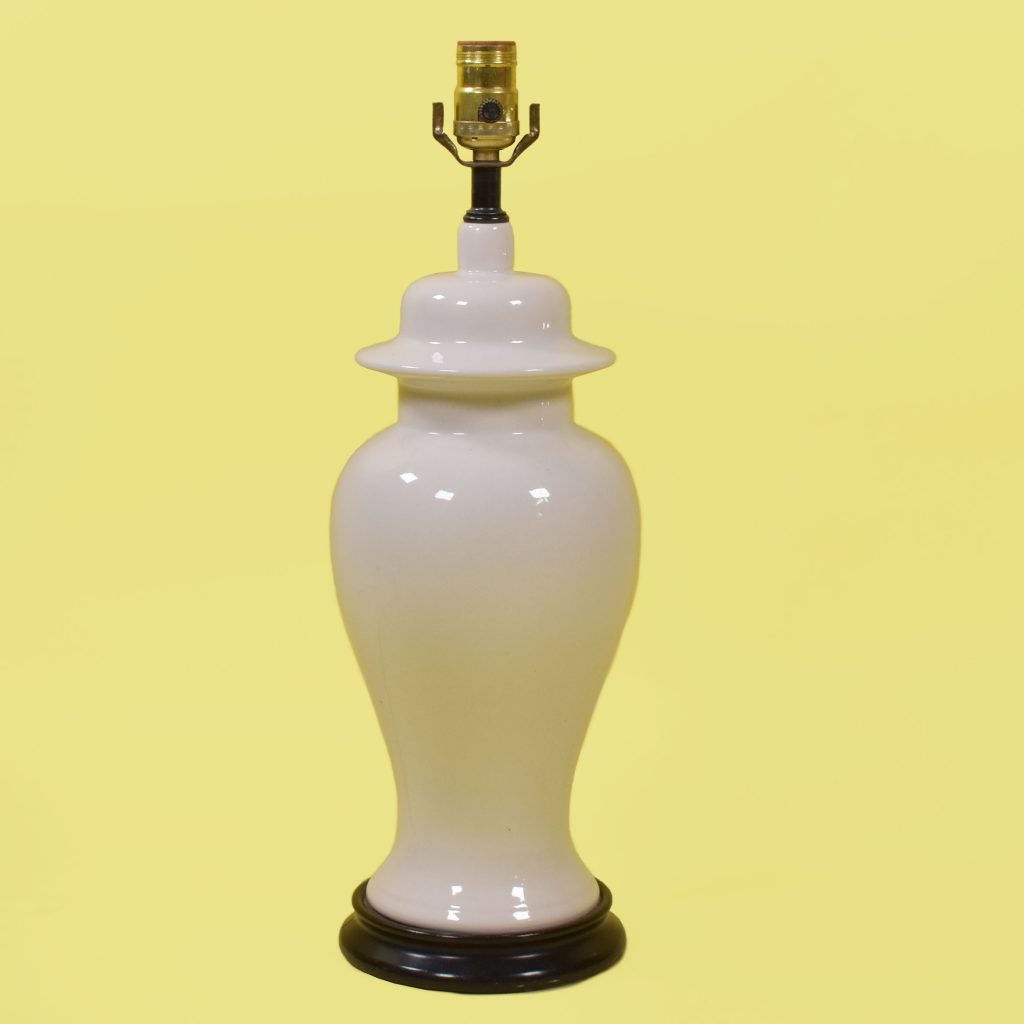 Pair of White Ginger Jar Table Lamps Circa Who