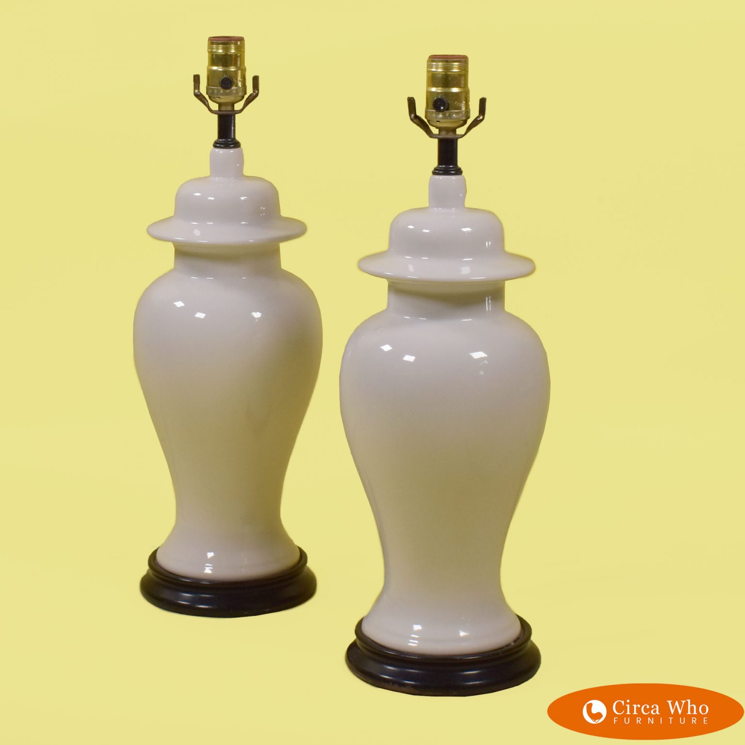 Pair of White Ginger Jar Table Lamps | Circa Who