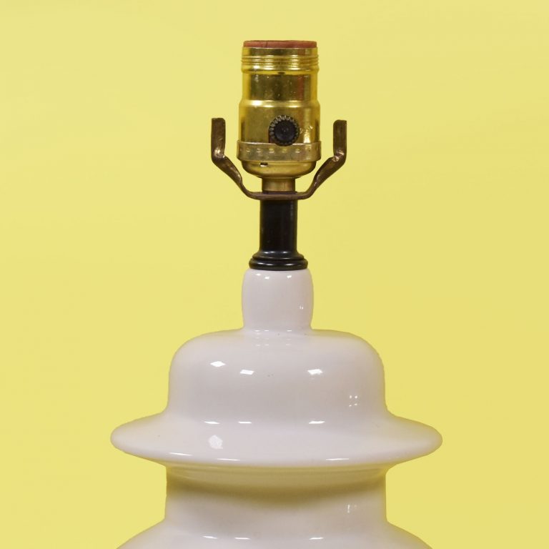 Pair of White Ginger Jar Table Lamps Circa Who