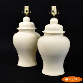 Pair of White Ginger Lamps