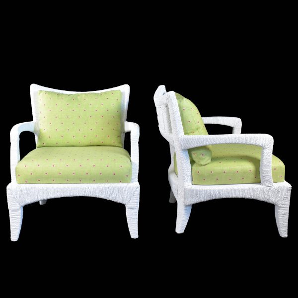 Pair of White Lounge Chairs by Palecek