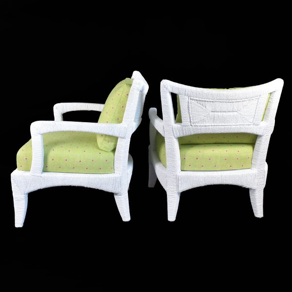 Pair of White Lounge Chairs by Palecek
