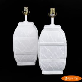 Pair of White Palm Lamps